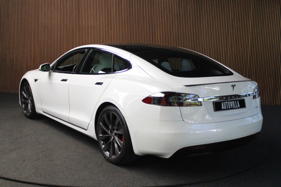 Tesla Model S 100D Performance Autopilot ACC Panodak Leer 360 Elektr. achterklep LM velgen PDC Lane Stuurverwarming Stoelverwarming voor en achter Alcantara hemel