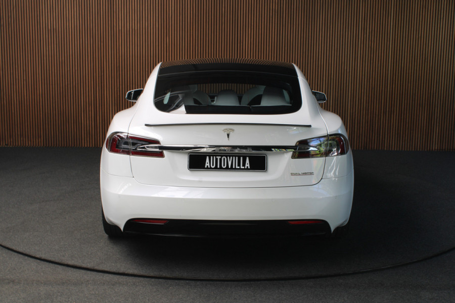 Tesla Model S 100D Performance Autopilot ACC Panodak Leer 360 Elektr. achterklep LM velgen PDC Lane Stuurverwarming Stoelverwarming voor en achter Alcantara hemel