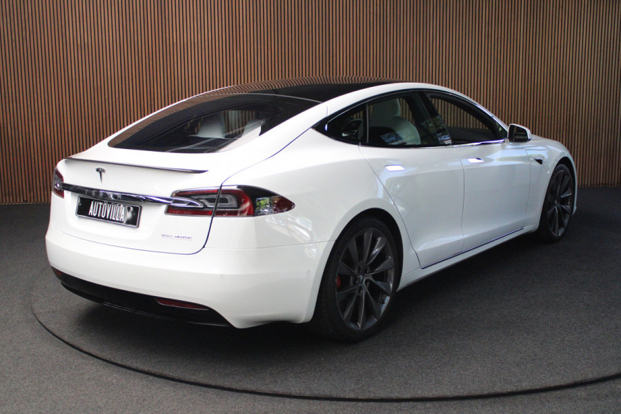 Tesla Model S 100D Performance Autopilot ACC Panodak Leer 360 Elektr. achterklep LM velgen PDC Lane Stuurverwarming Stoelverwarming voor en achter Alcantara hemel