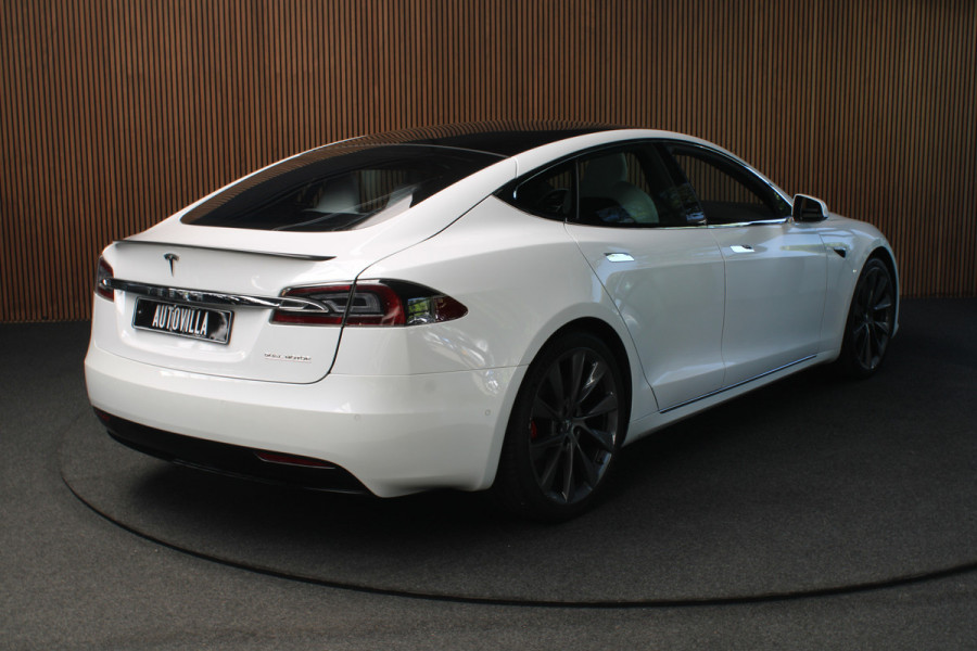 Tesla Model S 100D Performance Autopilot ACC Panodak Leer 360 Elektr. achterklep LM velgen PDC Lane Stuurverwarming Stoelverwarming voor en achter Alcantara hemel