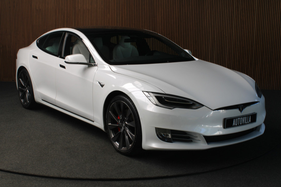 Tesla Model S 100D Performance Autopilot ACC Panodak Leer 360 Elektr. achterklep LM velgen PDC Lane Stuurverwarming Stoelverwarming voor en achter Alcantara hemel