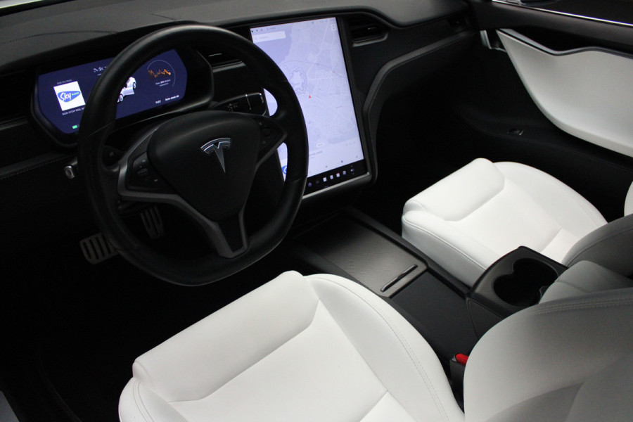 Tesla Model S 100D Performance Autopilot ACC Panodak Leer 360 Elektr. achterklep LM velgen PDC Lane Stuurverwarming Stoelverwarming voor en achter Alcantara hemel