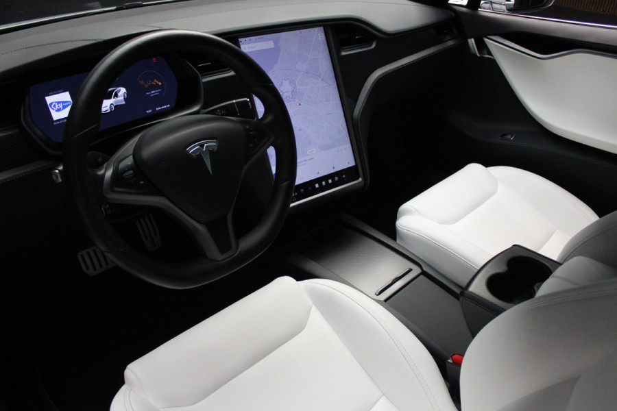 Tesla Model S 100D Performance Autopilot ACC Panodak Leer 360 Elektr. achterklep LM velgen PDC Lane Stuurverwarming Stoelverwarming voor en achter Alcantara hemel