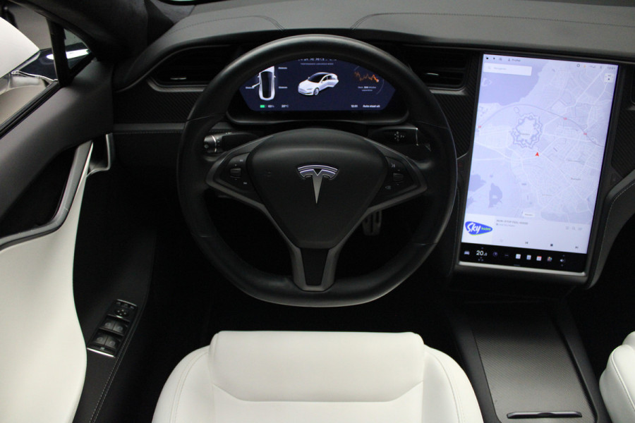 Tesla Model S 100D Performance Autopilot ACC Panodak Leer 360 Elektr. achterklep LM velgen PDC Lane Stuurverwarming Stoelverwarming voor en achter Alcantara hemel