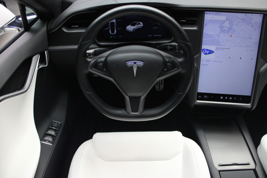 Tesla Model S 100D Performance Autopilot ACC Panodak Leer 360 Elektr. achterklep LM velgen PDC Lane Stuurverwarming Stoelverwarming voor en achter Alcantara hemel