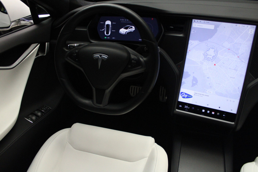 Tesla Model S 100D Performance Autopilot ACC Panodak Leer 360 Elektr. achterklep LM velgen PDC Lane Stuurverwarming Stoelverwarming voor en achter Alcantara hemel