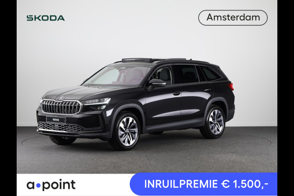 Škoda Kodiaq 1.5 TSI m-HEV Business Edition 7p. | 7 Persoons | Panoramadak | Leder zwart | Trekhaak wegklapbaar | Light & view pakket | Winter pakket | Head-up | Verwarmbare voorruit | Comfort pakket plus | 19 inch lichtmetalen velgen