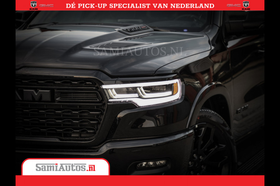 Dodge Ram 1500 Limited Night High Output 540HP 706Nm | Massage + Full Option | De Meest Luxe en Volle Pick-Up in zijn Klasse | Comfortabele Dubbele Cabine met Royale 5 Zitplaatsen | BPM vrij | Nu Leverbaar uit Voorraad | Voorraad Nr 2354 - 3380