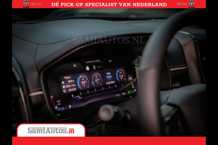 Dodge Ram 1500 1500 Limited Night High Output 540HP 706Nm | Massage + Full Option | De Meest Luxe en Volle Pick-Up in zijn Klasse | Comfortabele Dubbele Cabine met Royale 5 Zitplaatsen | BPM vrij | Nu Leverbaar uit Voorraad | Voorraad Nr 2351 - 7478