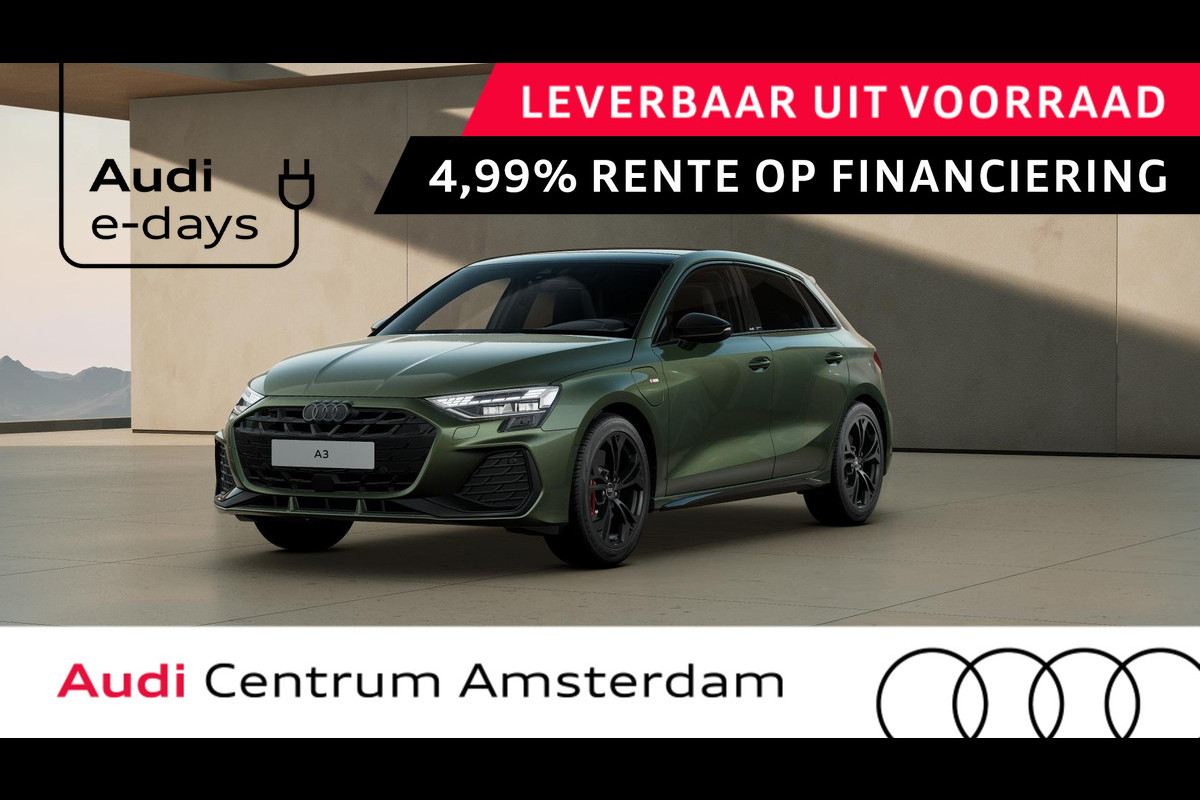 Audi A3 Sportback S edition Competition 45 TFSI e 180 kW / 245 PK Sp panoramadak, SONOS soundsysteem, comfortsleutel, LM 18" %-Y dubbelspaak, assistentiepakket Driving en Parking Audi A3 Sportback S edition Competition 45 TFSI e 180 kW / 245 PK Sp panoramadak, SONOS soundsysteem, comfortsleutel, LM 18" %-Y dubbelspaak, assistentiepakket Driving en Parking