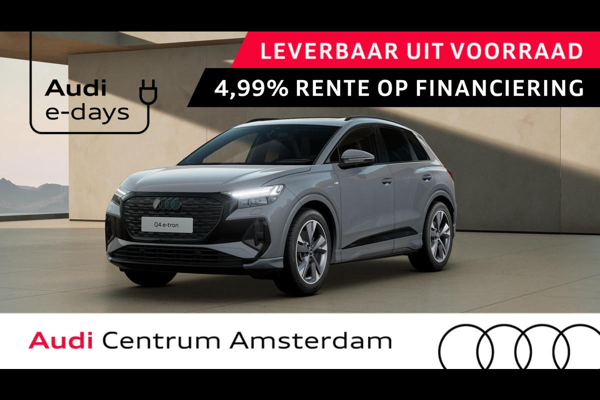 Audi Q4 e-tron 45 quattro S Edition 82 kWh achteruitrijcamera, comfortpakket plus, privacy glass, optiekpakket zwart plus Audi Q4 e-tron 45 quattro S Edition 82 kWh achteruitrijcamera, comfortpakket plus, privacy glass, optiekpakket zwart plus