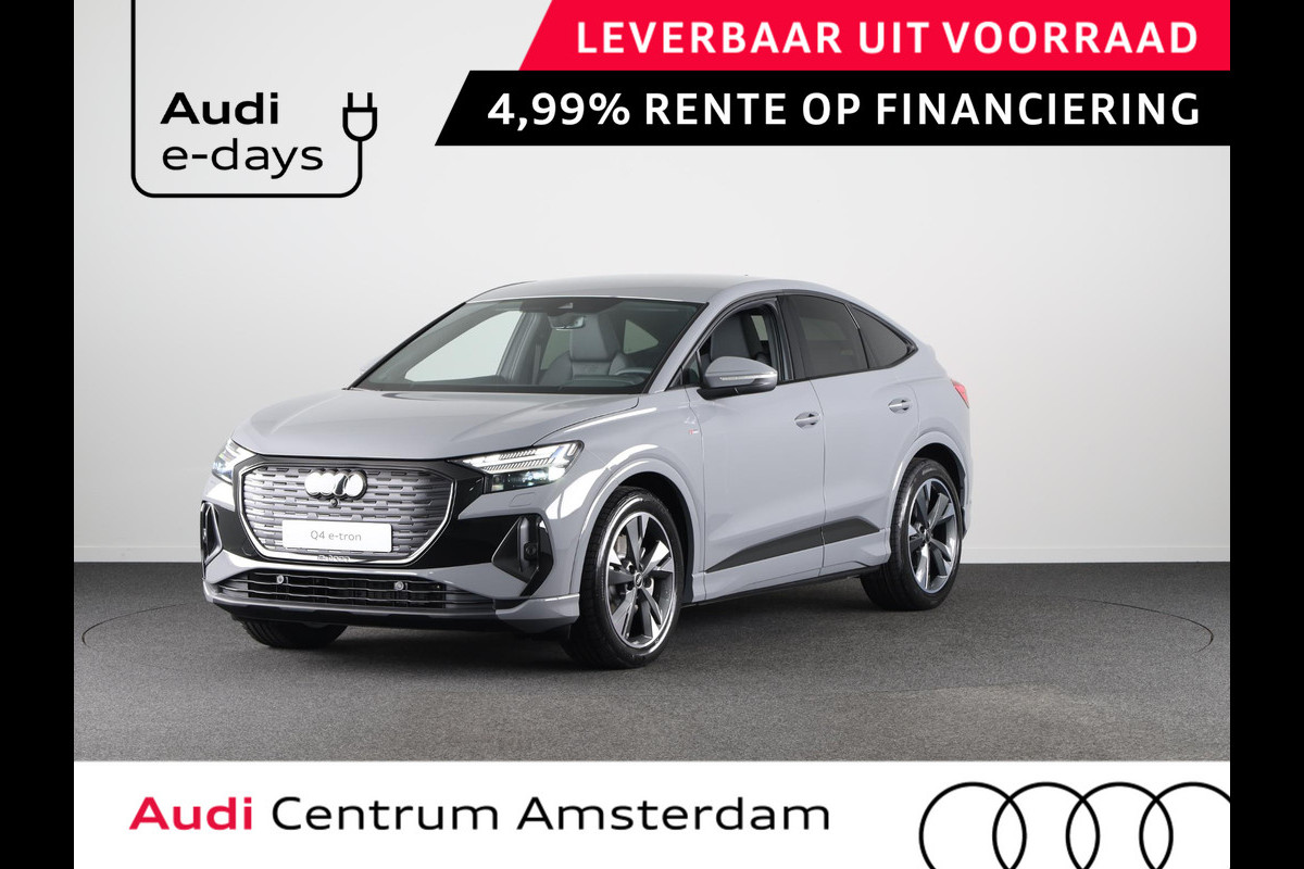 Audi Q4 Sportback e-tron S edition e-tron 45 82 kWh 210 kW / 286 PK Sportba Comfortpakket, adpative cruise control, achteruitrijcamera, optiek pakket zwart plus Audi Q4 Sportback e-tron S edition e-tron 45 82 kWh 210 kW / 286 PK Sportba Comfortpakket, adpative cruise control, achteruitrijcamera, optiek pakket zwart plus