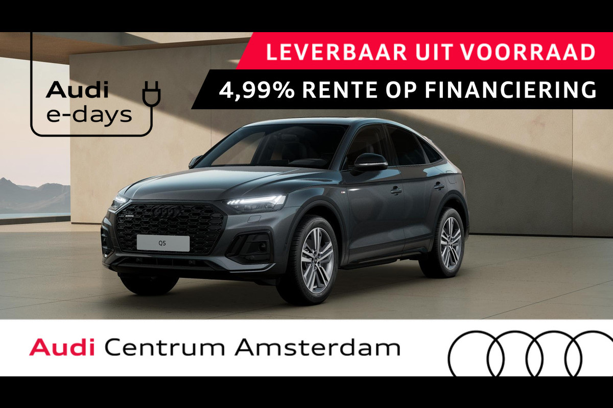 Audi Q5 Sportback S edition Competition 50 TFSI e 220 kW / 299 PK SU panoramadak, assistentiepakket parking, B&O soundsysteem, spiegelkappen carbon, lichtpakket plus, leder/alcantara interieur Audi Q5 Sportback S edition Competition 50 TFSI e 220 kW / 299 PK SU panoramadak, assistentiepakket parking, B&O soundsysteem, spiegelkappen carbon, lichtpakket plus, leder/alcantara interieur