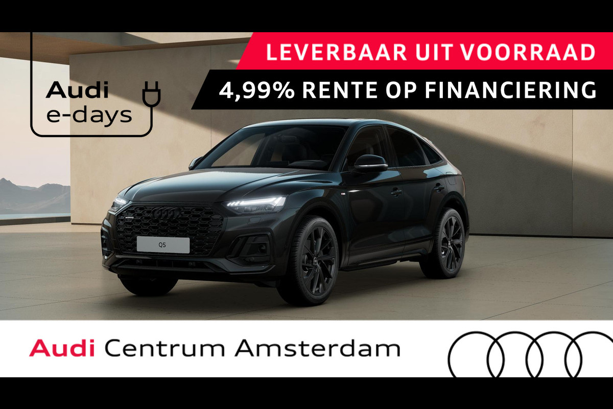 Audi Q5 Sportback S edition Competition 50 TFSI e 220 kW / 299 PK SU panoramadak, assitentiepakket tour&parking, B&O soundsysteem, luchtvering, leder/alcantara interieur, optiekpakket zwart plus, rode stiksels interieur Audi Q5 Sportback S edition Competition 50 TFSI e 220 kW / 299 PK SU panoramadak, assitentiepakket tour&parking, B&O soundsysteem, luchtvering, leder/alcantara interieur, optiekpakket zwart plus, rode stiksels interieur