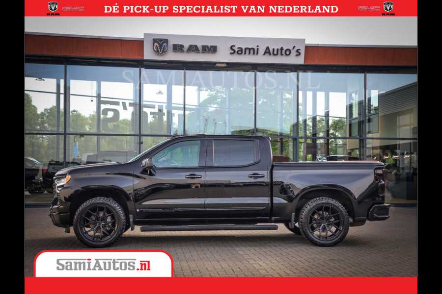 Chevrolet Silverado | Bruut | Black Ops | All-in Black | Special Wheels | Garantie tot 20-11-2026 of 200000 km | Comfortabele Dubbele Cabine met Royale 5 Zitplaatsen | De Meest Luxe en Volle Pick-Up in zijn Klasse |