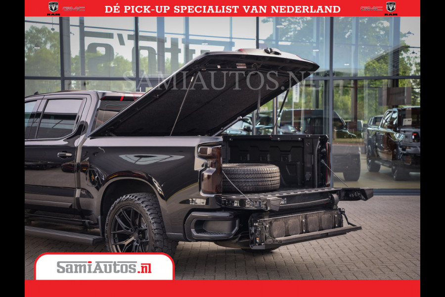 Chevrolet Silverado | Bruut | Black Ops | All-in Black | Special Wheels | Garantie tot 20-11-2026 of 200000 km | Comfortabele Dubbele Cabine met Royale 5 Zitplaatsen | De Meest Luxe en Volle Pick-Up in zijn Klasse |