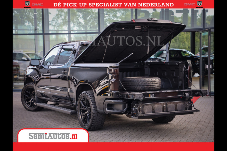 Chevrolet Silverado | Bruut | Black Ops | All-in Black | Special Wheels | Garantie tot 20-11-2026 of 200000 km | Comfortabele Dubbele Cabine met Royale 5 Zitplaatsen | De Meest Luxe en Volle Pick-Up in zijn Klasse |