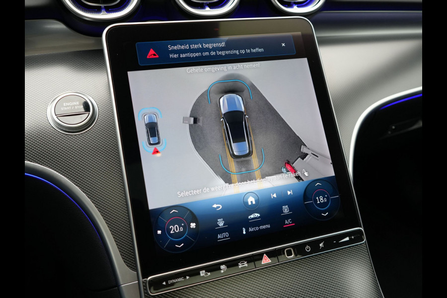 Mercedes-Benz C-Klasse Estate 300 e AMG Line Plug in Hybrid Selenite Magno PHEV | Panodak | Trekhaak af Fabriek | Adaptive Cruise | Elektrische Stoelen met  Memory | Carplay | Sfeerverlichting | MBUX | Navigatie | 360 Camera | DAB | Virtual |