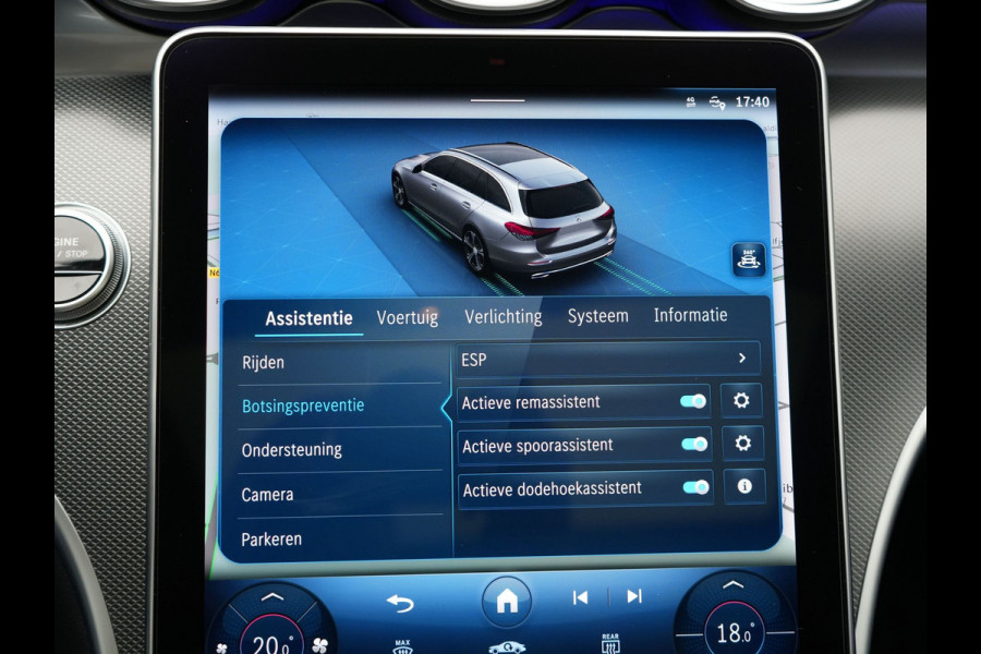 Mercedes-Benz C-Klasse Estate 300 e AMG Line Plug in Hybrid Selenite Magno PHEV | Panodak | Trekhaak af Fabriek | Adaptive Cruise | Elektrische Stoelen met  Memory | Carplay | Sfeerverlichting | MBUX | Navigatie | 360 Camera | DAB | Virtual |
