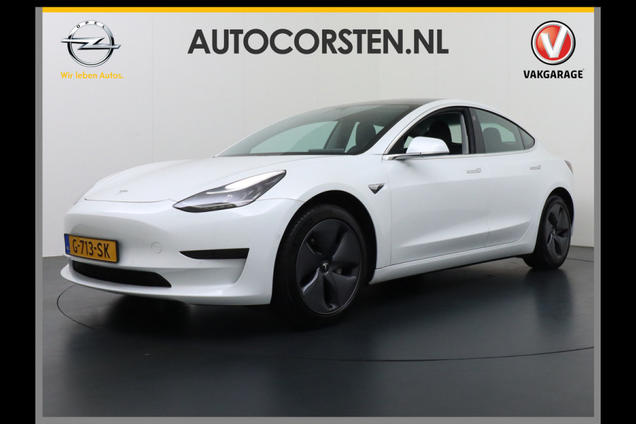 Tesla Model 3 RWD SR+ 60kWh 325PK Lmv 18" AutoPilot Leder PanoDak Adaptive-Cruise Lmv Camera's Elektr.-Stuur+Stoelen+Spiegels+Geheugen+Easy-En Navi LED Comfortstoelen ACC DAB Keyless en Voorverwarmen interieur via App One-Pedal-Drive Origineel Nederlandse auto tot 11kw laden thuis! Garantie Accu tot 10-12-2027 max 160.000km 1.584kg licht!