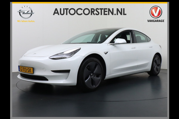 Tesla Model 3 RWD SR+ 60kWh 325PK Lmv 18" AutoPilot Leder PanoDak Adaptive-Cruise Lmv Camera's Elektr.-Stuur+Stoelen+Spiegels+Geheugen+Easy-En Navi LED Comfortstoelen ACC DAB Keyless en Voorverwarmen interieur via App One-Pedal-Drive Origineel Nederlandse auto tot 11kw laden thuis! Garantie Accu tot 10-12-2027 max 160.000km 1.584kg licht!