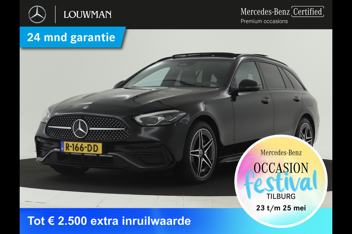 Mercedes-Benz C-Klasse Estate 300 e AMG Line | Panoramadak | Navigatie widescreen | Lederen bekleding | Parking support met Camera | 5 spaaks lichtmetalen AMG velgen | Inclusief 24 maanden Mercedes-Benz Certified garantie voor Europa. Mercedes-Benz C-Klasse Estate 300 e AMG Line | Panoramadak | Navigatie widescreen | Lederen bekleding | Parking support met Camera | 5 spaaks lichtmetalen AMG velgen | Inclusief 24 maanden Mercedes-Benz Certified garantie voor Europa.
