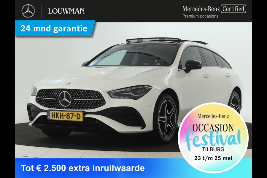 Mercedes-Benz CLA-Klasse Shooting Brake 250 e AMG Face Lift Plug-In Hybride | AMG Line Premium | Night Pakket | Panorama Schuif-Kanteldak | 11 kw Laden | Stuur en Stoelverwarmig | Inclusief 24 maanden MB Certified garantie voor Europa.