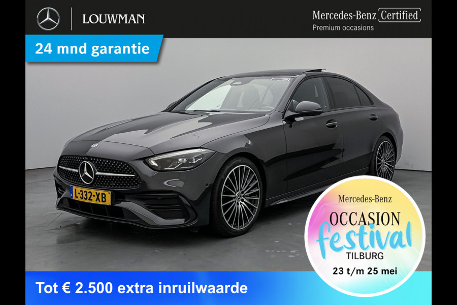 Mercedes-Benz C-Klasse 200 Launch Edition AMG Line | Multispaaks lichtmetalen velgen | Panoramadak | Navigatie | Parking support met camera achter | Inclusief 24 maanden MB Certified garantie voor Europa.
