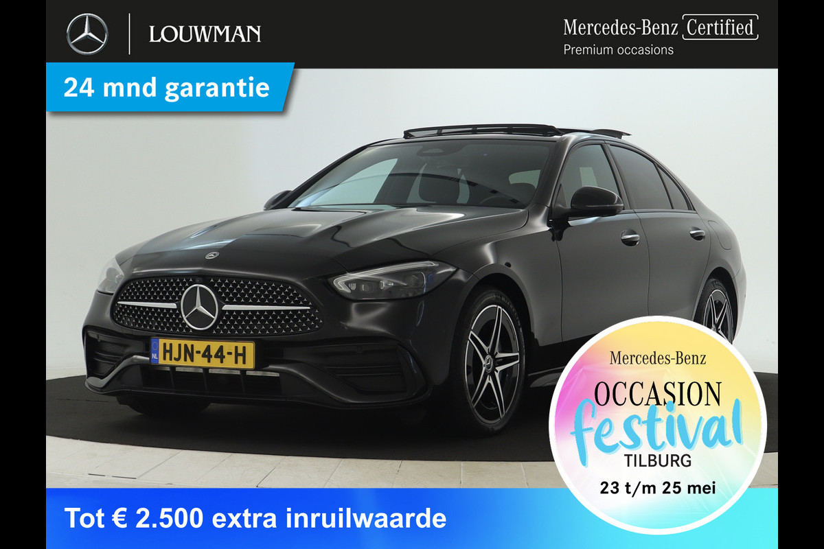 Mercedes-Benz C-Klasse 300 e AMG Plug-In Hybride | Panoramadak | Lichtmetalen velgen | Parking support met camera achter | Navigatie | Inclusief 24 maanden MB Certified garantie voor Europa. Mercedes-Benz C-Klasse 300 e AMG Plug-In Hybride | Panoramadak | Lichtmetalen velgen | Parking support met camera achter | Navigatie | Inclusief 24 maanden MB Certified garantie voor Europa.