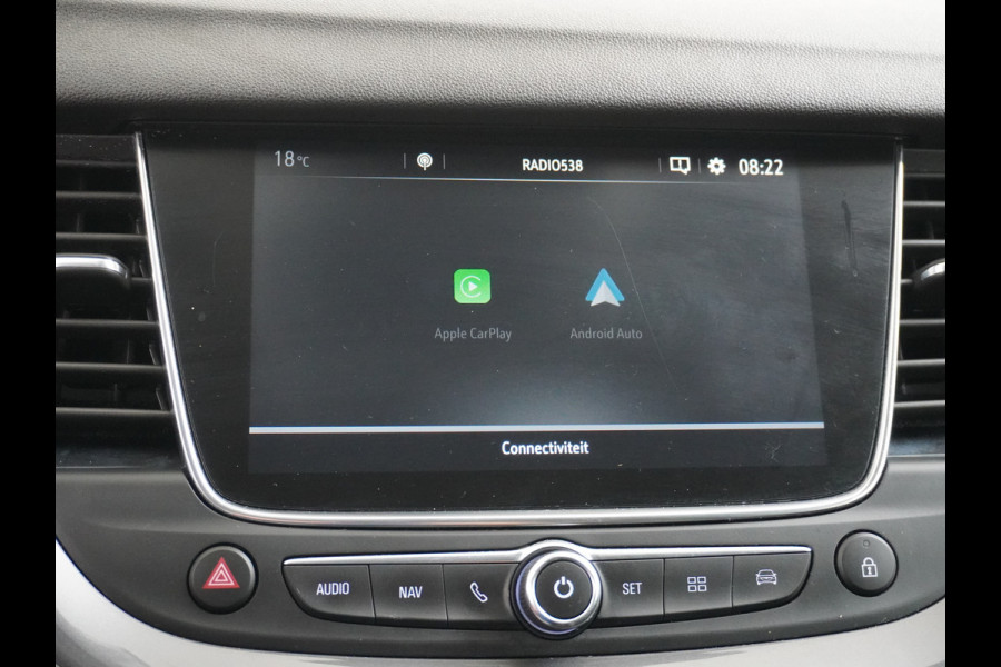 Opel Grandland X T131PK Autom. AGR-Comfort Stoelen Apple Carplay Android Auto Navi Ecc Elek.Achterklep Stuur/Stoelverwarming Cruise Control Pdc K Regen/Lichtsensor Dodehoeksensor Rijstrooksensor Verkeersbordlezer Winterpakket DAB+ Lmv 18" 1.2 Turbo 1e Eigenaar