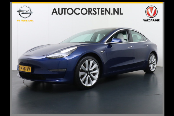 Tesla Model 3 Long Range AWD 75kWh 463PK Lmv 19" Ivoor Interieur FSD-Full Self Driving Computer-3 Premium Audio 4wd AutoPilot Panoramadak Came Stoel en achterbank verwarming Electr.Stoelen+Memory+Easy-Entry WiFi Origineel Nederlandse auto Grootste accu Tot 16,5kwh thuis laden. Accu/Motor Garantie tot 29-12-2027 max 192.000km