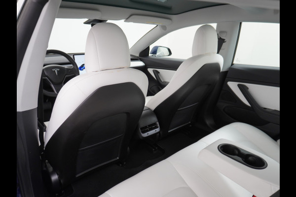 Tesla Model 3 Long Range AWD 75kWh 463PK Lmv 19" Ivoor Interieur FSD-Full Self Driving Computer-3 Premium Audio 4wd AutoPilot Panoramadak Came Stoel en achterbank verwarming Electr.Stoelen+Memory+Easy-Entry WiFi Origineel Nederlandse auto Grootste accu Tot 16,5kwh thuis laden. Accu/Motor Garantie tot 29-12-2027 max 192.000km