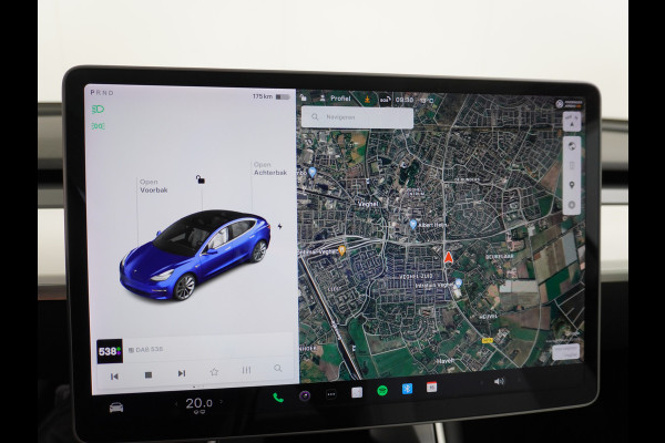 Tesla Model 3 Long Range AWD 75kWh 463PK Lmv 19" Ivoor Interieur FSD-Full Self Driving Computer-3 Premium Audio 4wd AutoPilot Panoramadak Came Stoel en achterbank verwarming Electr.Stoelen+Memory+Easy-Entry WiFi Origineel Nederlandse auto Grootste accu Tot 16,5kwh thuis laden. Accu/Motor Garantie tot 29-12-2027 max 192.000km