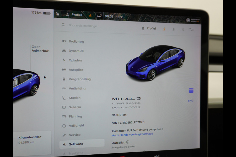 Tesla Model 3 Long Range AWD 75kWh 463PK Lmv 19" Ivoor Interieur FSD-Full Self Driving Computer-3 Premium Audio 4wd AutoPilot Panoramadak Came Stoel en achterbank verwarming Electr.Stoelen+Memory+Easy-Entry WiFi Origineel Nederlandse auto Grootste accu Tot 16,5kwh thuis laden. Accu/Motor Garantie tot 29-12-2027 max 192.000km