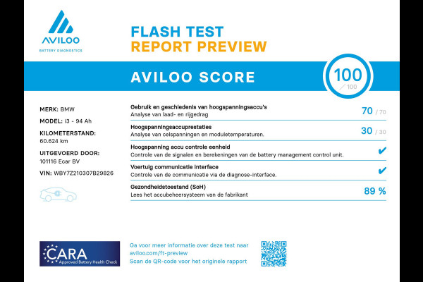 BMW i3 Basis iPerformance 94Ah 33 kWh | Warmtepomp! | Navigatie | Verwarmde voorstoelen SoH (batterijcheck) 89 % score!