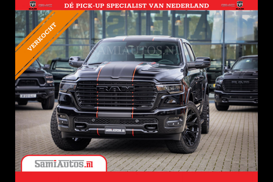 Dodge Ram 2025 LARAMIE SPORT HURRICANE 420PK 636 Nm | PRIJS MET LPG EN COVER EN GARANTIE | DUBBELE CABINE | PICK UP | 5 PERSOONS | DC | GRIJSKENTEKEN | VOORAAD 2189 - 9768