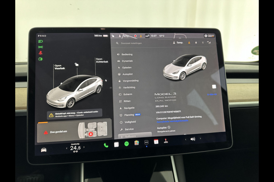 Tesla Model 3 Long Range AWD 75 kWh [ 3-Fase ] (INCL-BTW) Aut. *PANO | AUTO-PILOT | NAPPA-LEATHER | TOWBAR | KEYLESS | FULL-LED | MEMORY-PACK | SURROUND-VIEW | DAB | APP-CONNECT | DIGI-COCKPIT | LANE-ASSIST | COMFORT-SEATS | 18''ALU*