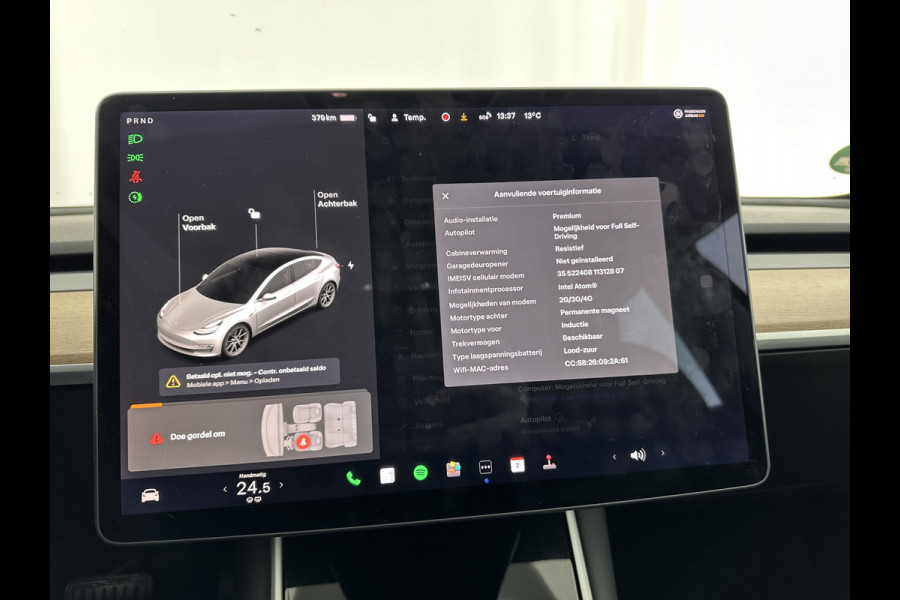 Tesla Model 3 Long Range AWD 75 kWh [ 3-Fase ] (INCL-BTW) Aut. *PANO | AUTO-PILOT | NAPPA-LEATHER | TOWBAR | KEYLESS | FULL-LED | MEMORY-PACK | SURROUND-VIEW | DAB | APP-CONNECT | DIGI-COCKPIT | LANE-ASSIST | COMFORT-SEATS | 18''ALU*