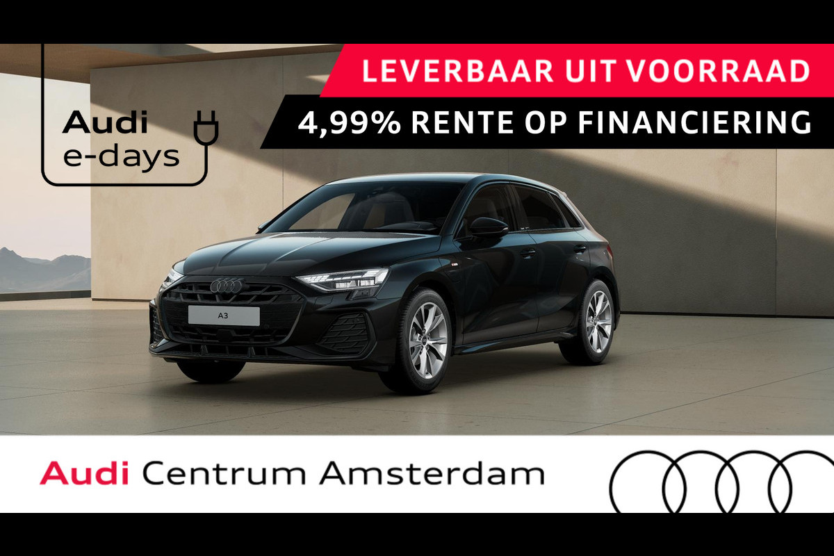 Audi A3 Sportback 40 TFSI e S edition assistentiepakket driving + parking Plus, optiekpakket zwart plus, privacy glass Audi A3 Sportback 40 TFSI e S edition assistentiepakket driving + parking Plus, optiekpakket zwart plus, privacy glass