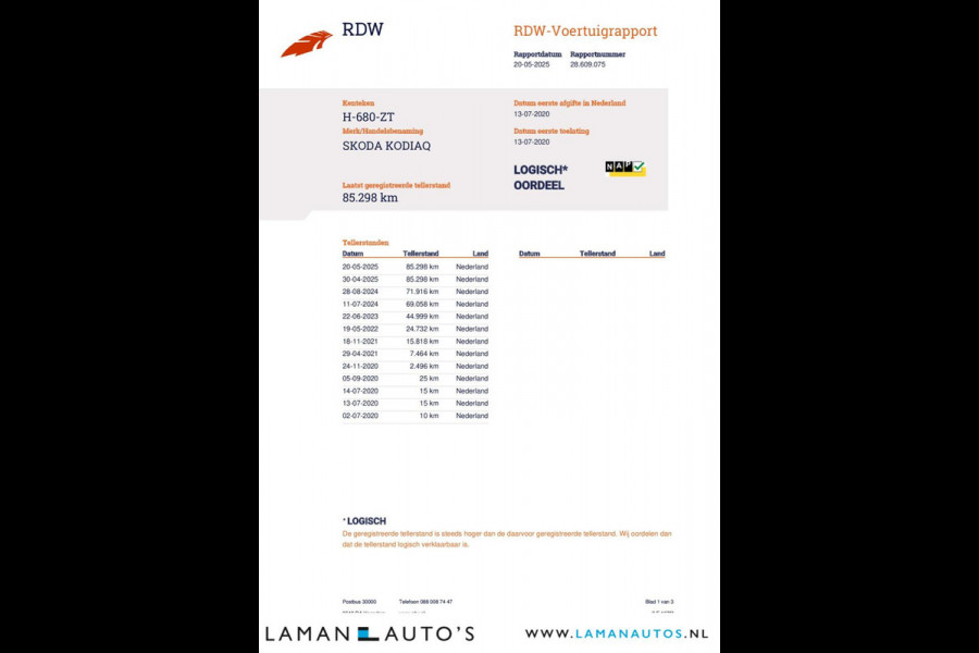Škoda Kodiaq 1.5 TSI 150pk DSG Limited Business Edition 7P Aut. | Panorama Open dak Halfleder CarPlay Trekhaak Canton ECC Navi LED ACC 18" LM