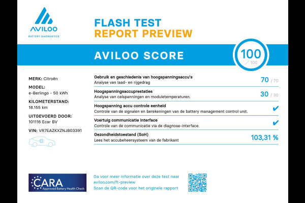 Citroën E-Berlingo 136 L1 50 kWh | Bluetooth | Cruise control | SoH (batterijcheck) 100 % score!