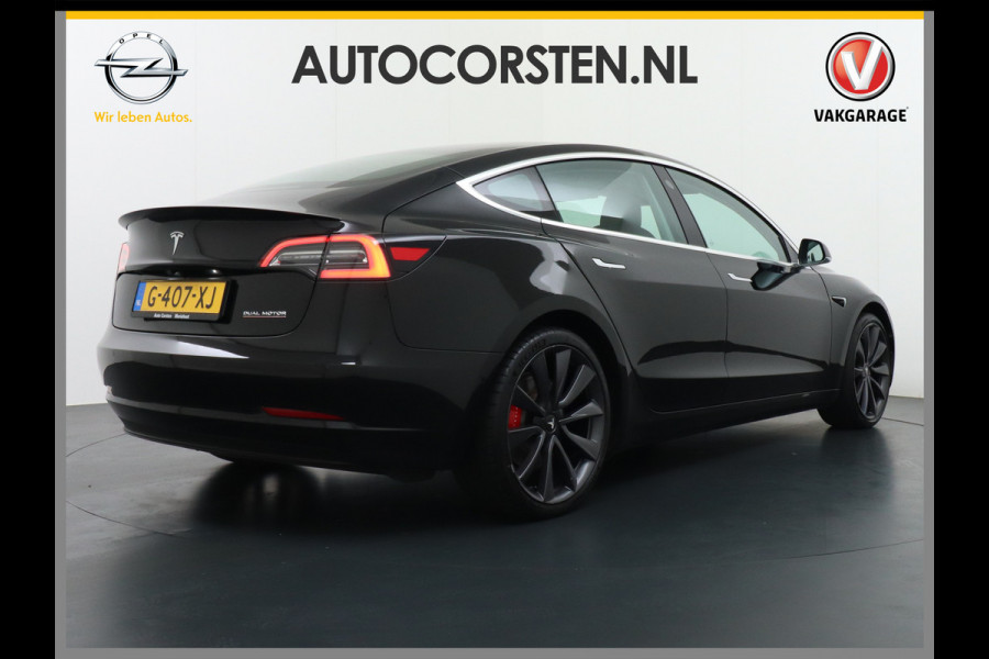 Tesla Model 3 Performance 513pk  0-100kmh in 3,4 sec. 20"lm FSD-3 computer AutoPilot Carbon-Spoiler Premium-HiFi Pano.dak Camera Leer Adaptive Navi full map LED-a+v Comfortstoelen ACC DAB Voorverwarmen interieur via App Keyless via Telefoonsleutel One-Pedal-Drive 4WD Rode Remklauwen Carbon-Spoiler Premium Audio Veel grip door 4WD vierwielaandrijving.  Origineel Nederlandse auto! Nieuwprijs €65.680 Accu garantie tot 21-12-2027