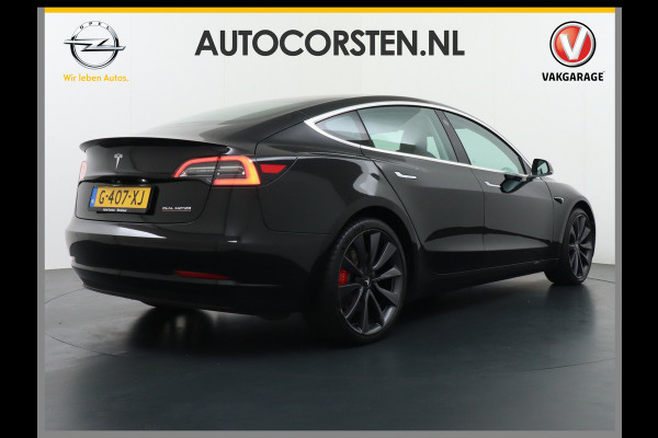 Tesla Model 3 Performance 513pk  0-100kmh in 3,4 sec. 20"lm FSD-3 computer AutoPilot Carbon-Spoiler Premium-HiFi Pano.dak Camera Leer Adaptive Navi full map LED-a+v Comfortstoelen ACC DAB Voorverwarmen interieur via App Keyless via Telefoonsleutel One-Pedal-Drive 4WD Rode Remklauwen Carbon-Spoiler Premium Audio Veel grip door 4WD vierwielaandrijving.  Origineel Nederlandse auto! Nieuwprijs €65.680 Accu garantie tot 21-12-2027