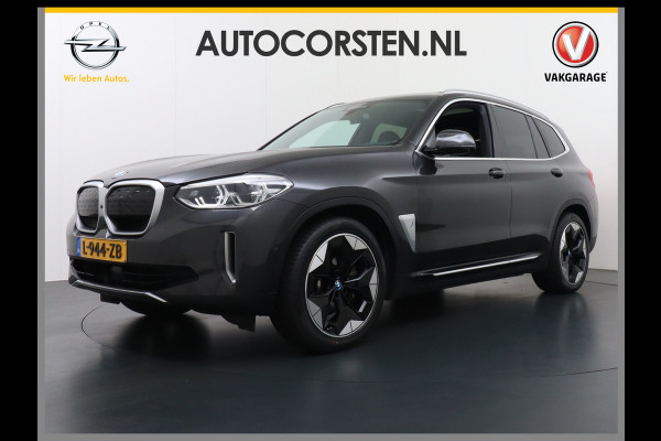 BMW iX3 AUT. 286pk 80kWh Pano/Schuif-Kant-Dak Leder+elektr.SportStoel+Verwarmd M-Sport-St+ M-Aeropack 20"Lmv Apple Android Carplay WiFi  Driving-Assist-Pro Connected-Pack-Pro Digital-Key Elektr.-A-Klep Cockpit-Live-Pro 3-zone Ecc Hemel-Zwart Head-up display Live-Cockpit-Pro Akoustiekglas DAB Driving assistant Uitwijk-Aassistent Verkeersbord detectie Exterior-Line Snelladen tot 150kWh/11kwh 3-fase (thuis)  €72500 nieuwprijs Orig.NLse auto