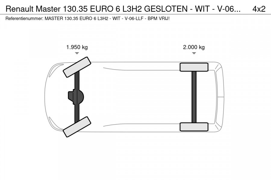 Renault Master 130.35 EURO 6 L3H2 GESLOTEN - WIT - V-06-LLF - BPM VRIJ!
