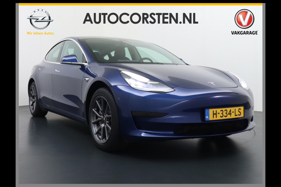 Tesla Model 3 RWD SR+ 60kWh 325PK Lmv 18" AutoPilot Leder PanoDak Adaptive-Cruise Lmv Camera's Elektr.-Stuur+Stoelen+Spiegels+Geheugen+Easy-En Navi LED Comfortstoelen ACC DAB Keyless en Voorverwarmen interieur via App One-Pedal-Drive Origineel Nederlandse auto tot 11kw laden thuis! Garantie Accu tot 10-03-2027 max 160.000km 1.584kg licht!