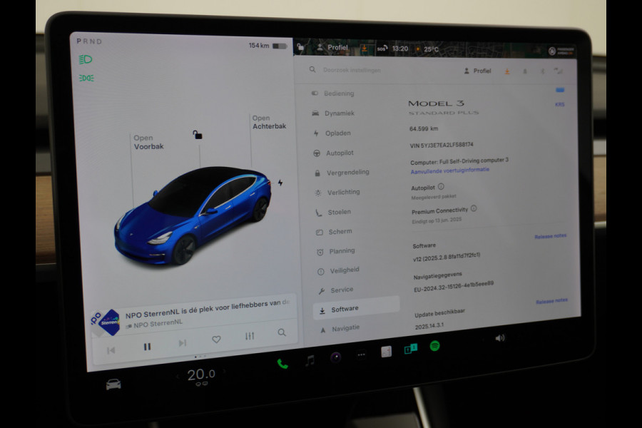 Tesla Model 3 RWD SR+ 60kWh 325PK Lmv 18" AutoPilot Leder PanoDak Adaptive-Cruise Lmv Camera's Elektr.-Stuur+Stoelen+Spiegels+Geheugen+Easy-En Navi LED Comfortstoelen ACC DAB Keyless en Voorverwarmen interieur via App One-Pedal-Drive Origineel Nederlandse auto tot 11kw laden thuis! Garantie Accu tot 10-03-2027 max 160.000km 1.584kg licht!