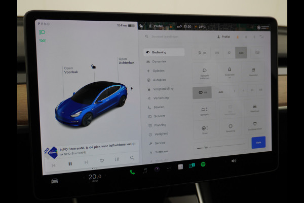 Tesla Model 3 RWD SR+ 60kWh 325PK Lmv 18" AutoPilot Leder PanoDak Adaptive-Cruise Lmv Camera's Elektr.-Stuur+Stoelen+Spiegels+Geheugen+Easy-En Navi LED Comfortstoelen ACC DAB Keyless en Voorverwarmen interieur via App One-Pedal-Drive Origineel Nederlandse auto tot 11kw laden thuis! Garantie Accu tot 10-03-2027 max 160.000km 1.584kg licht!