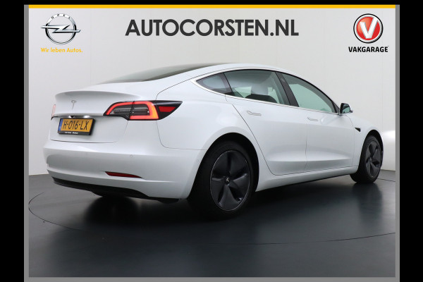 Tesla Model 3 2020 RWD SR+ 60kWh 325PK Lmv 18" AutoPilot Leder PanoDak Adaptive-Cruise Lmv Camera's Elektr.-Stuur+Stoelen+Spiegels+Geheugen+Ea Navi LED Comfortstoelen ACC DAB Keyless en Voorverwarmen interieur via App One-Pedal-Drive Origineel Nederlandse auto tot 11kw laden thuis! Garantie Accu tot 16-3-2028 max 160.000km 1.584kg licht!
