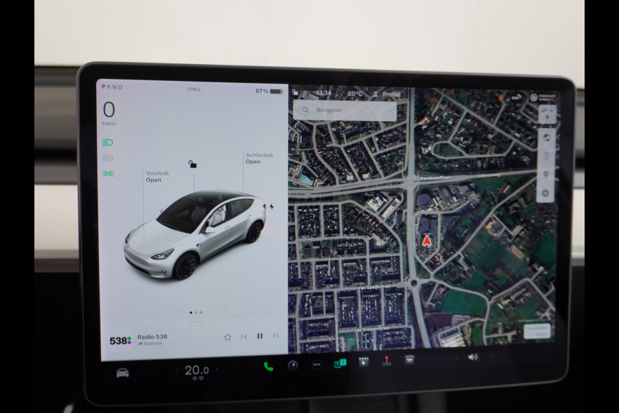 Tesla Model Y Long Range 514PK AWD 75kWh Ivoor-Interieur LMV 20" Warmtepomp Full-Self-Driving Computer 3 Leder Stoelverwarming-V+A+Stuur Adap. Keyless PDC-a+v Elek.Achterklep Lmv Led Standkachel 4WD LR 1e Eigenaar, origineel Nederlands Geleverd, Accu/Motor-Garantie 03-12-2029 of 192.000km